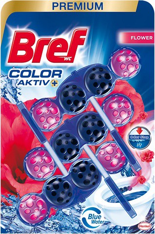 Bref color aktiv 3x50g Flower kuličky | Čistící, dezinf.prostř., dezodoranty - Přípravky na WC - Závěsy na WC a pissoárové kostky
